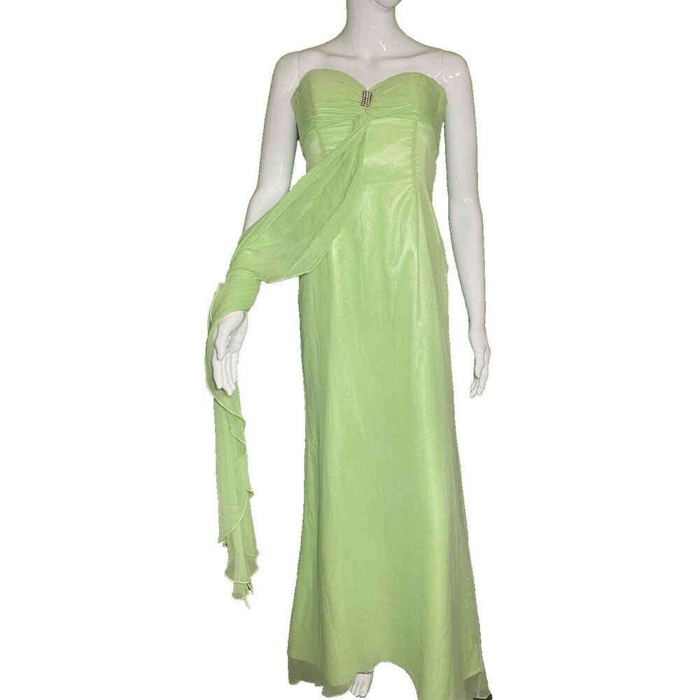 Tiffany Designs Strapless Green Size 6 Maxi Prom Formal Gown Silk Women's Dress